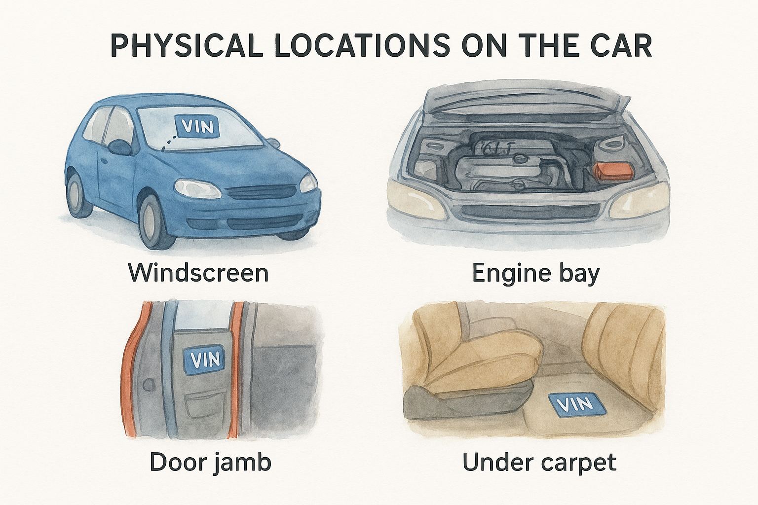 Physical locations on the car