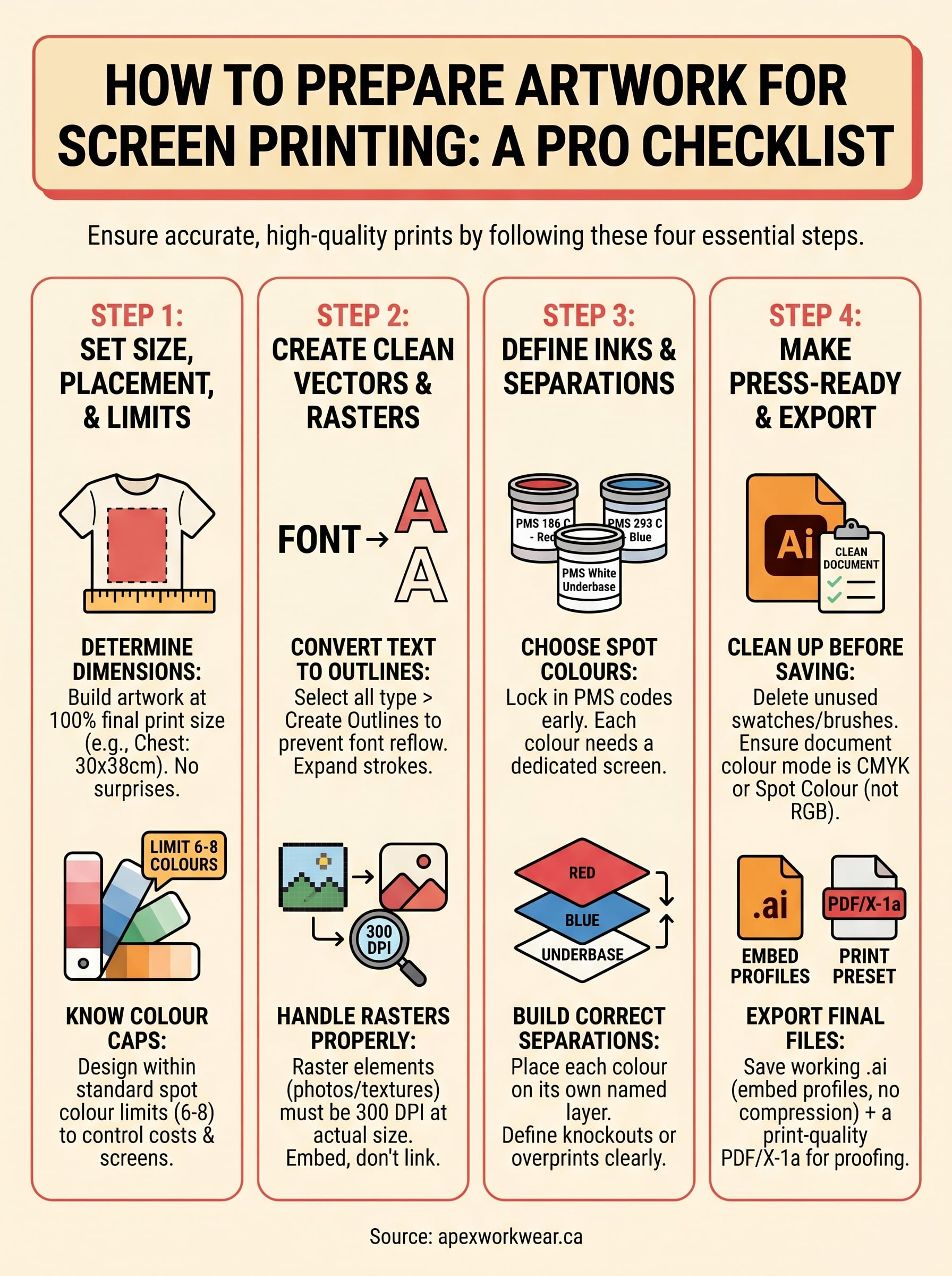 how to prepare artwork for screen printing infographic