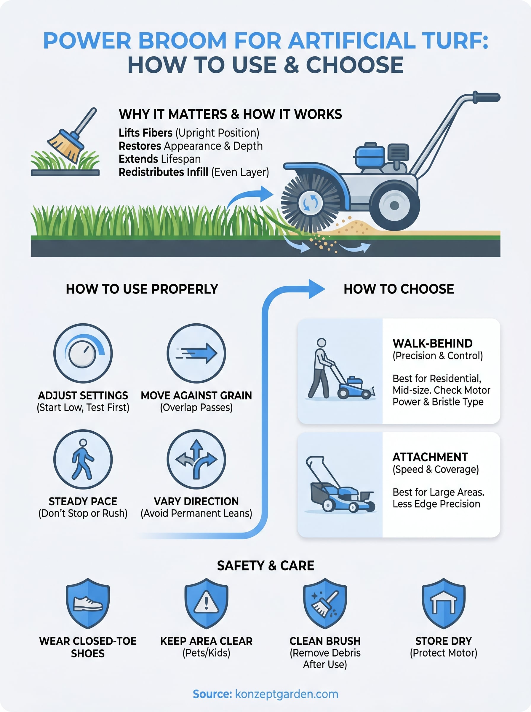 power broom for artificial turf infographic