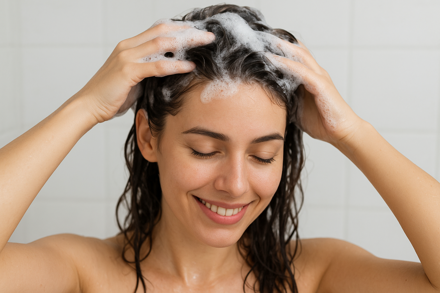 Apply shampoo to your scalp only