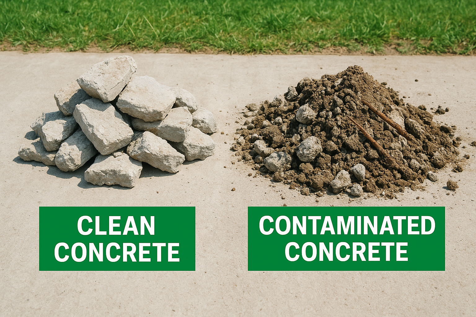 Clean concrete versus contaminated concrete