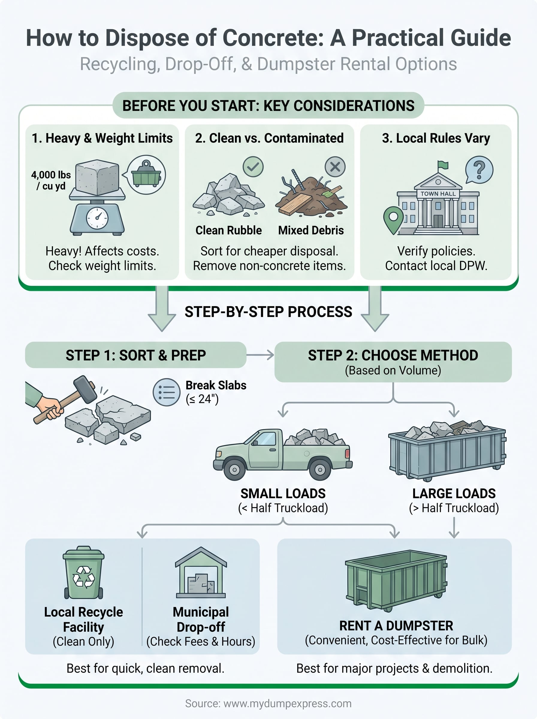 how to dispose of concrete infographic