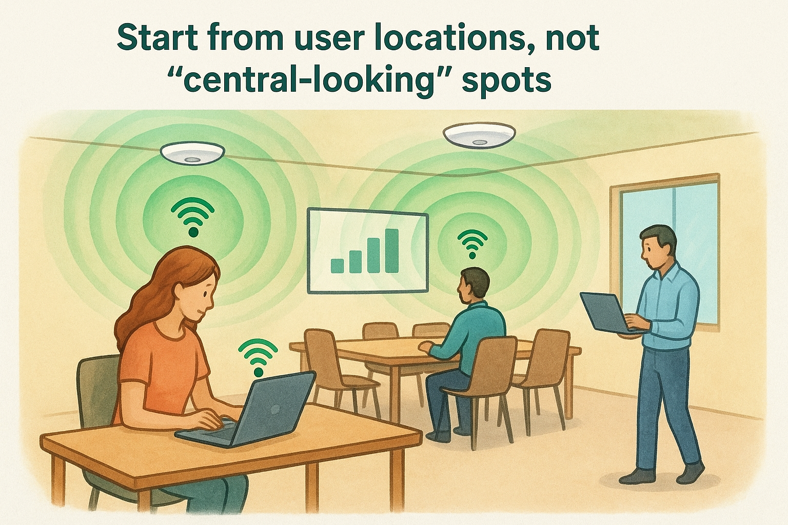 Start from user locations, not "central-looking" spots