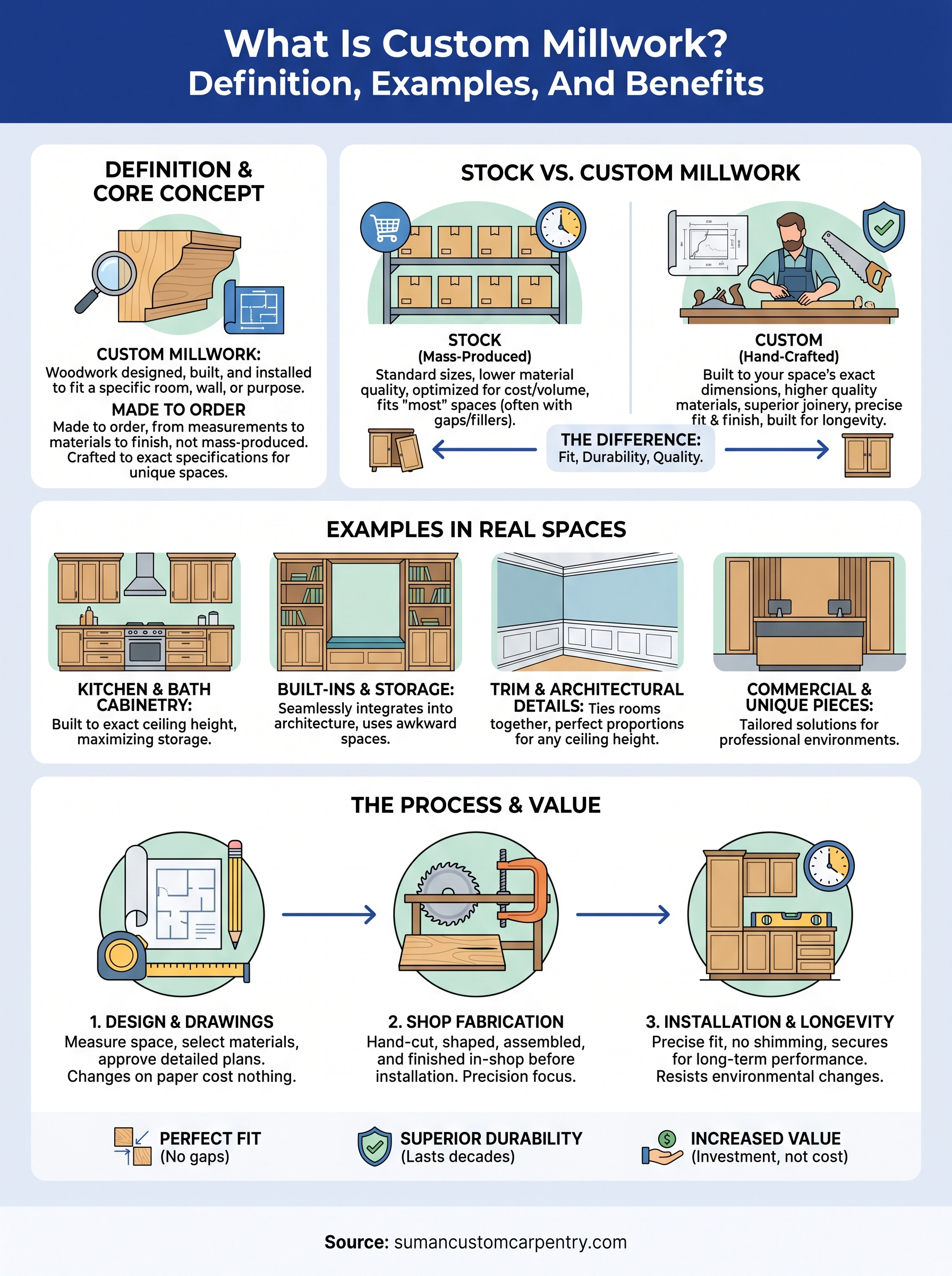 what is custom millwork infographic