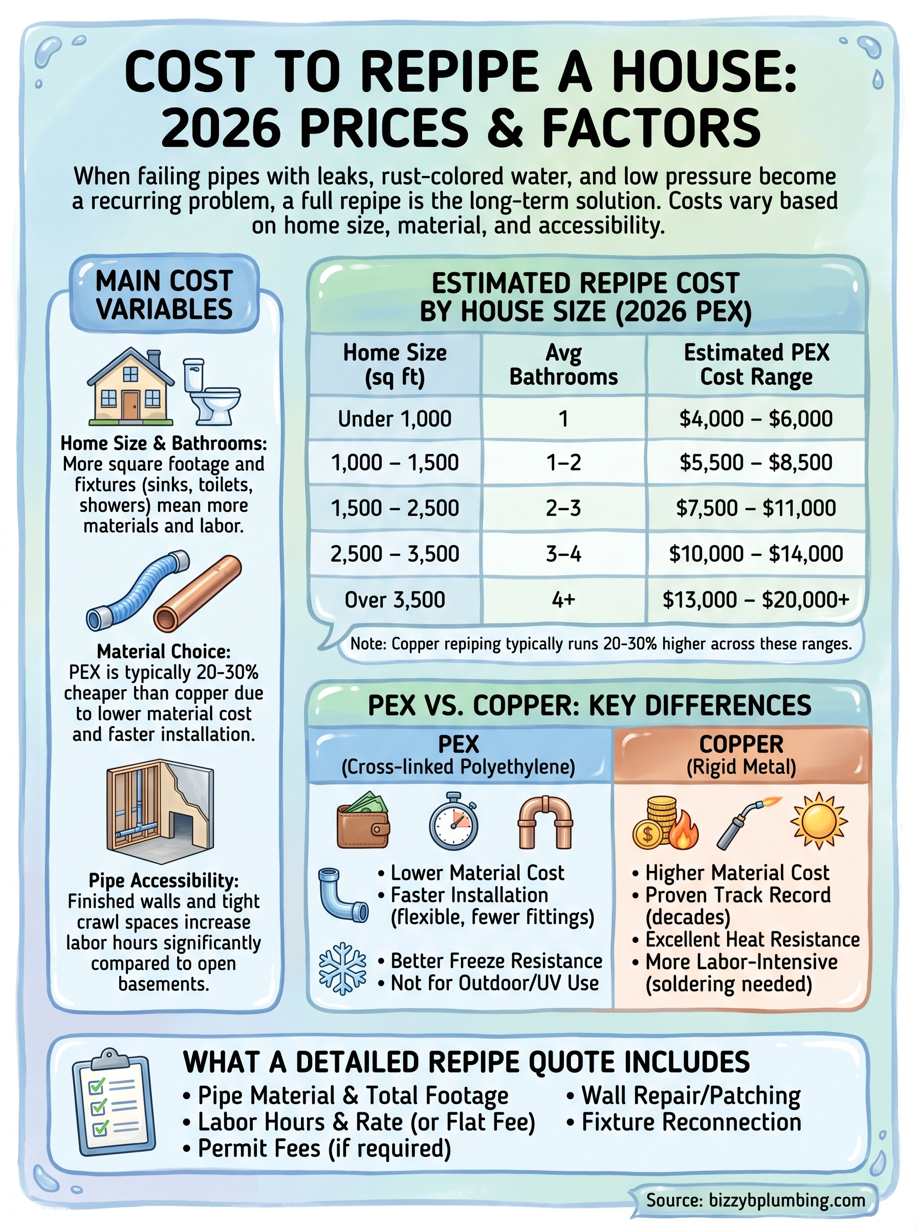 cost to repipe a house infographic