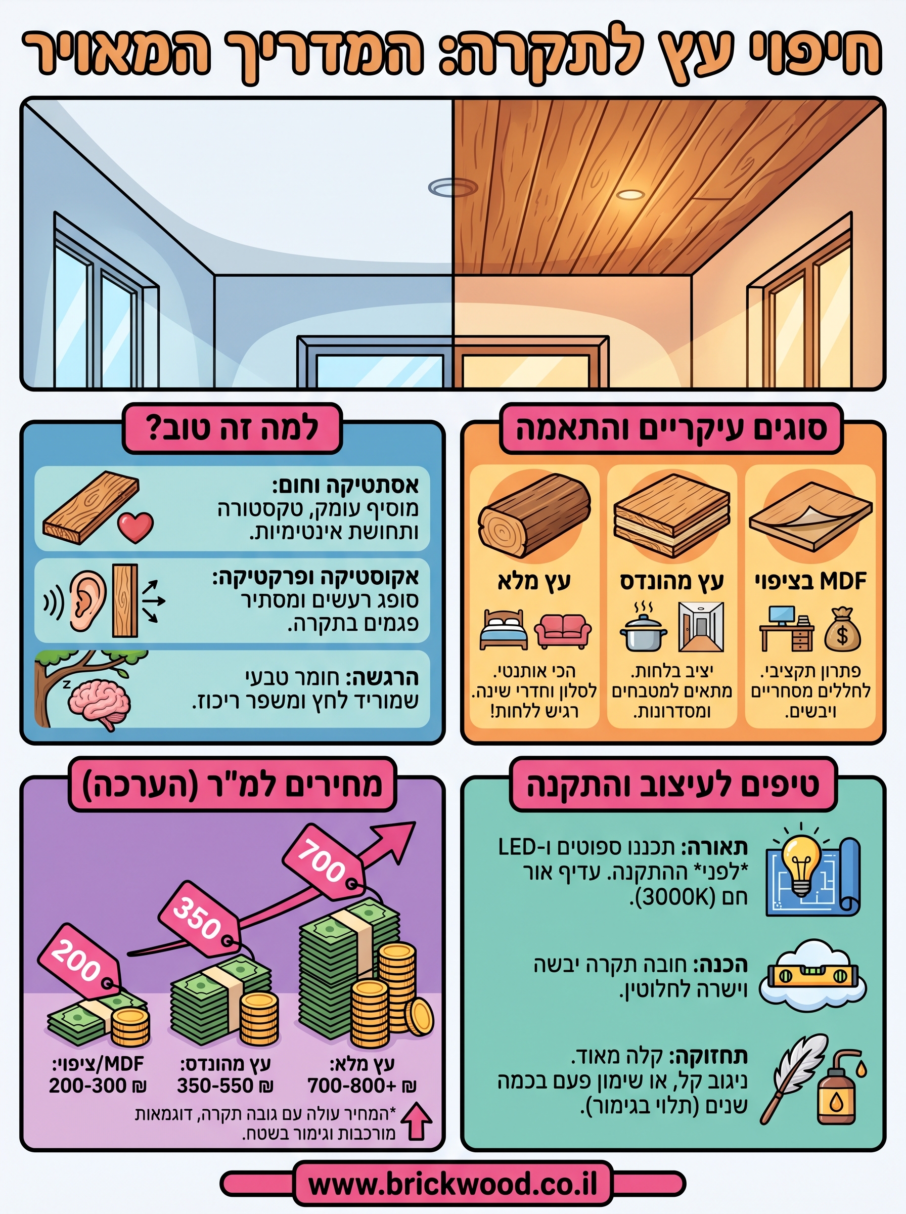 חיפוי עץ לתקרה infographic