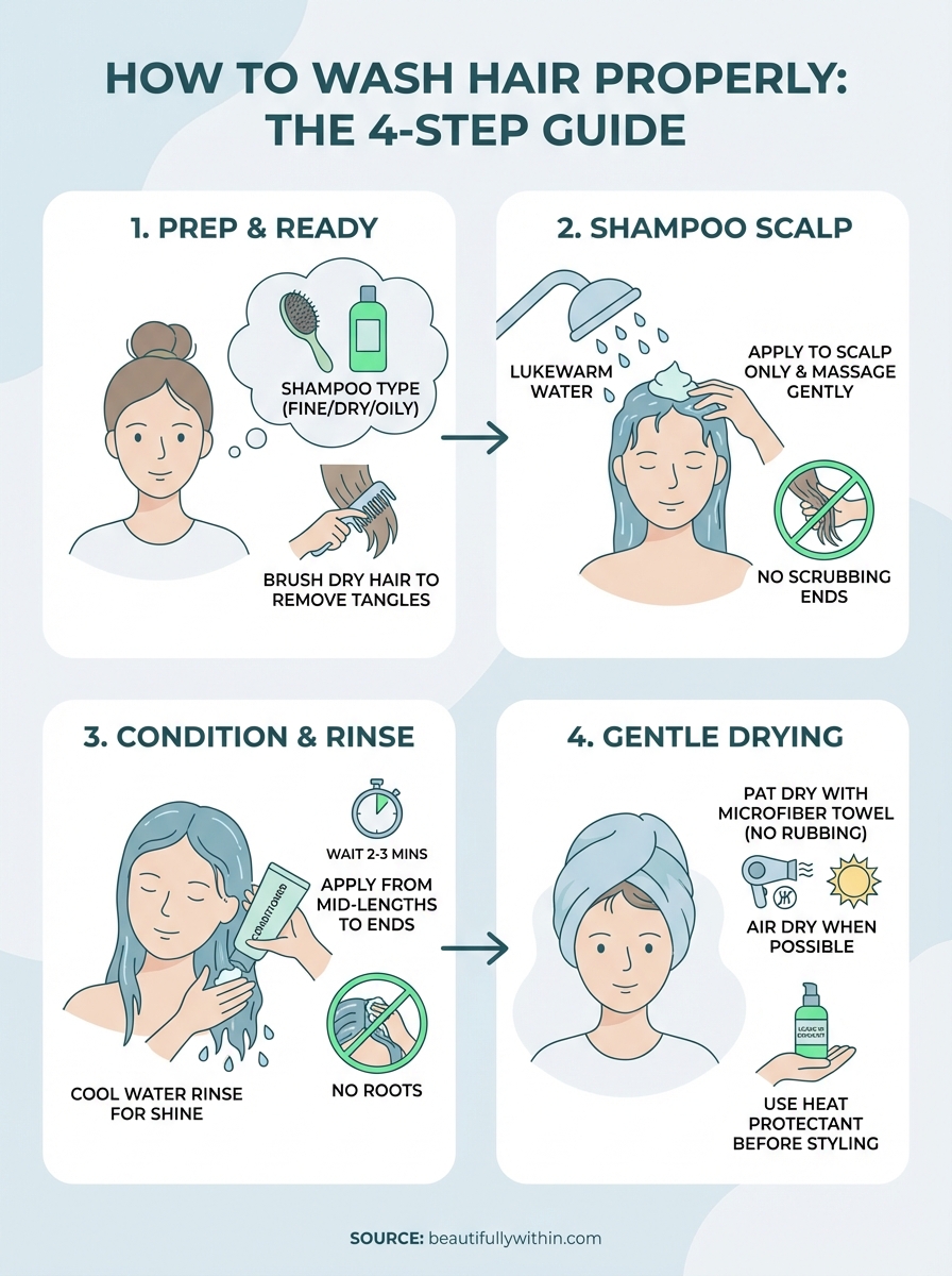 how to wash hair properly infographic