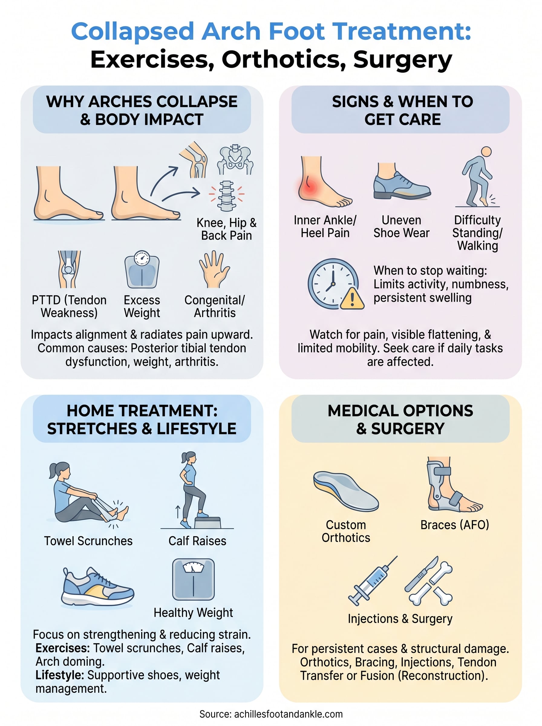 collapsed arch foot treatment infographic