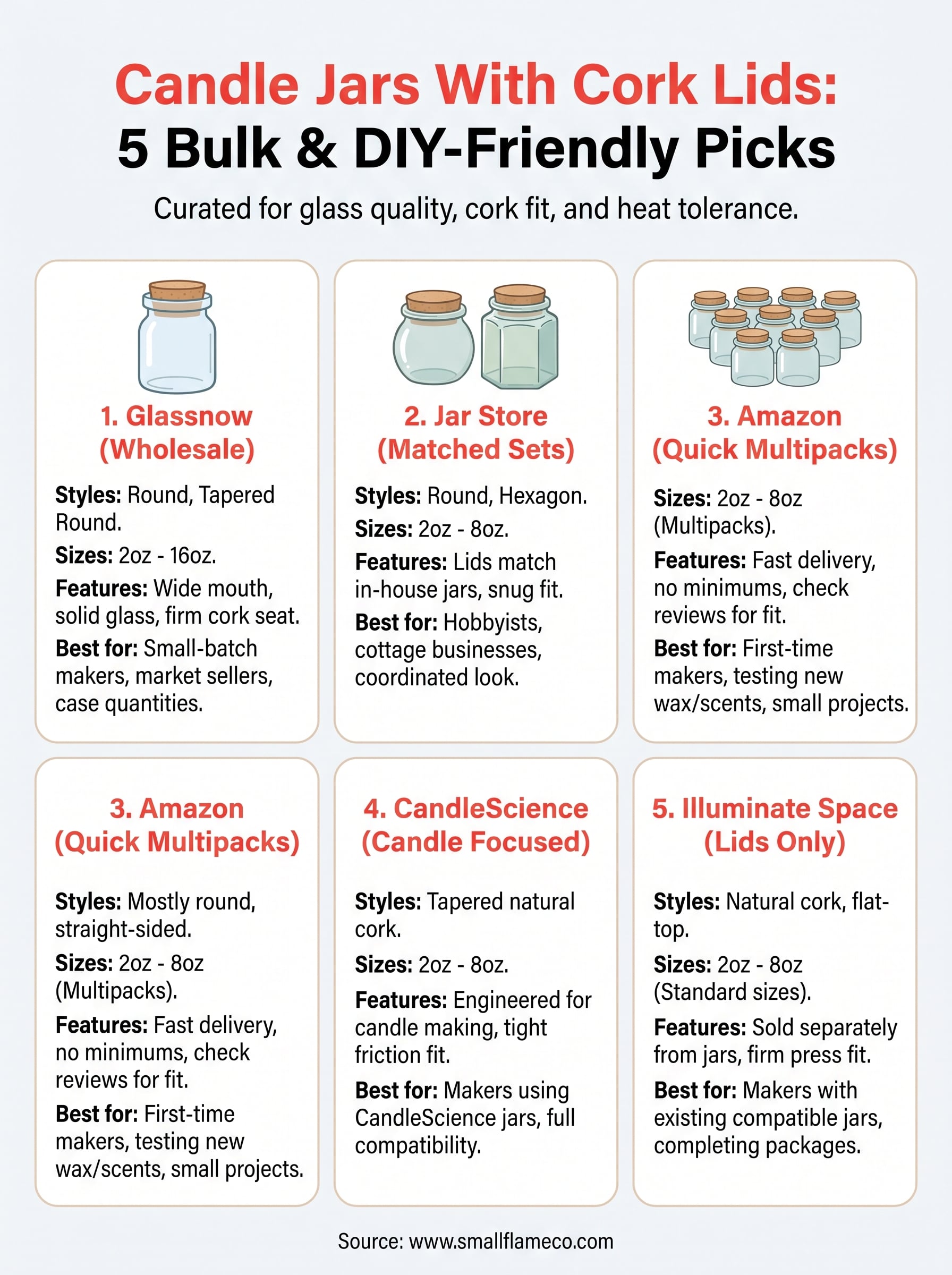 candle jars with cork lids infographic