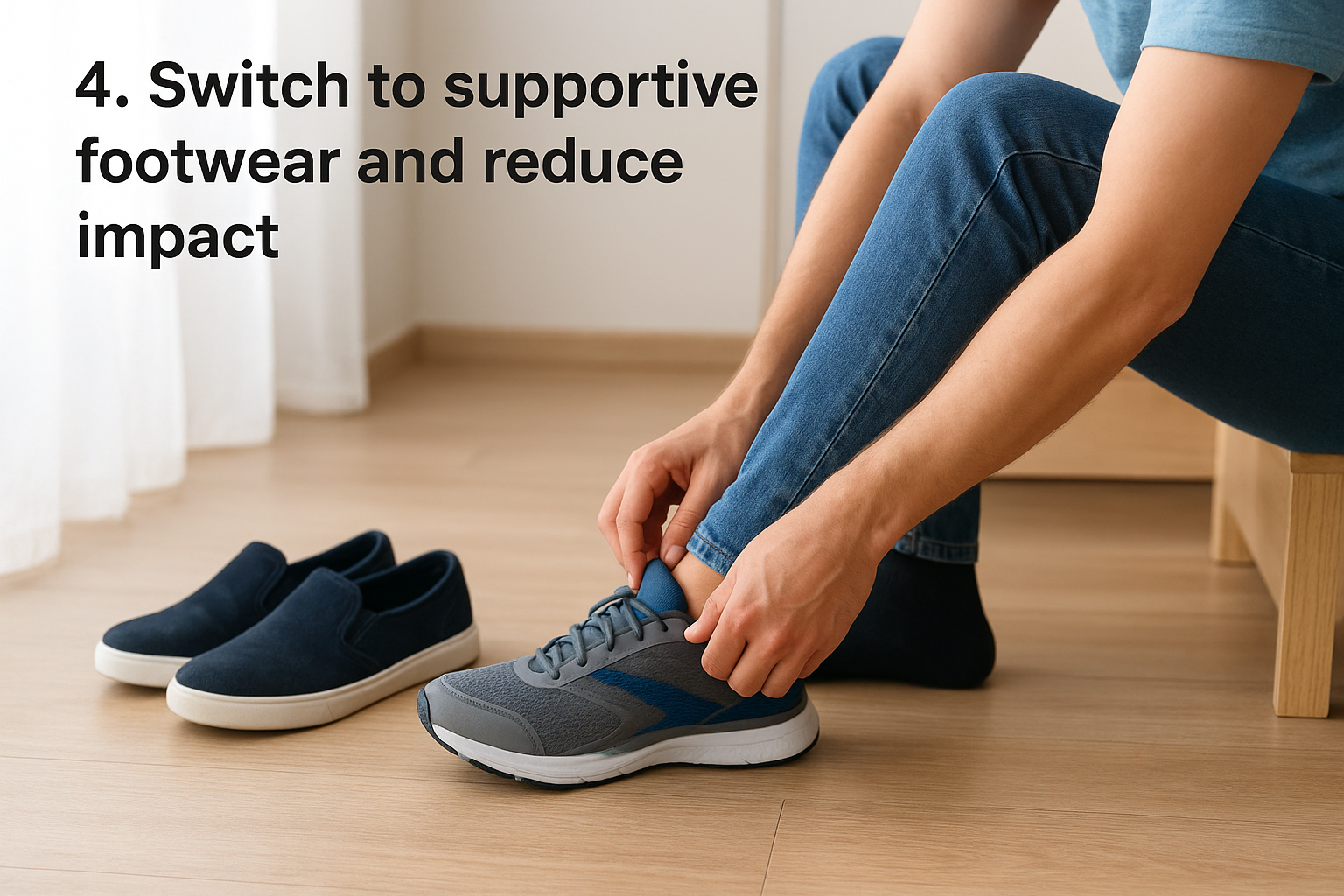 4. Switch to supportive footwear and reduce impact