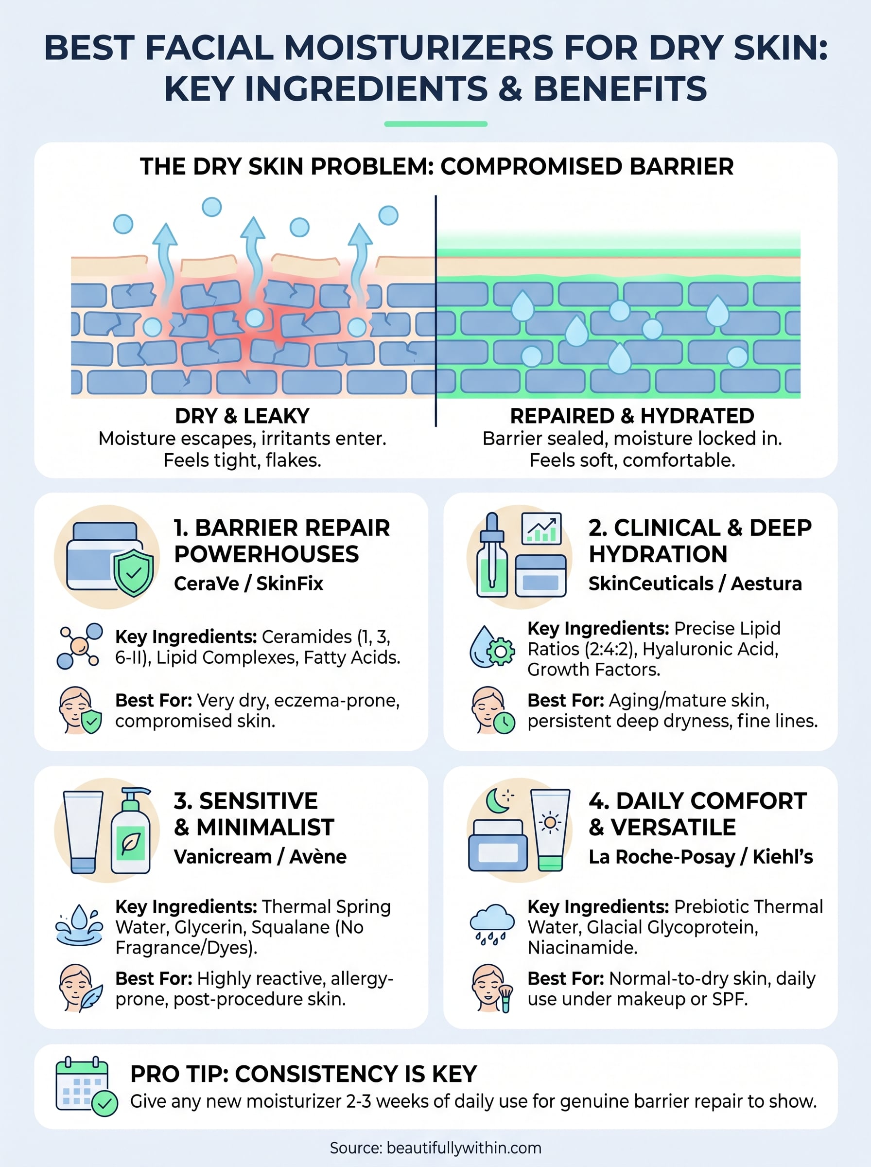 best facial moisturizer for dry skin infographic