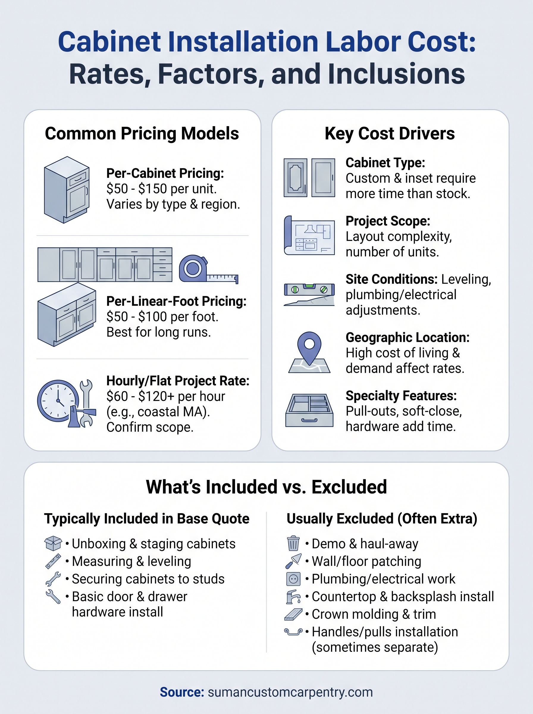 cabinet installation labor cost infographic