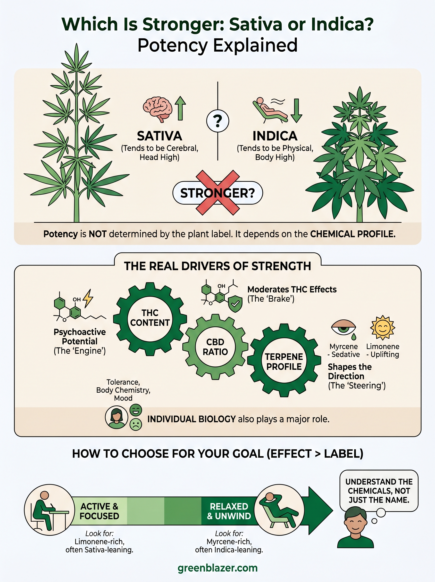 which is stronger sativa or indica infographic