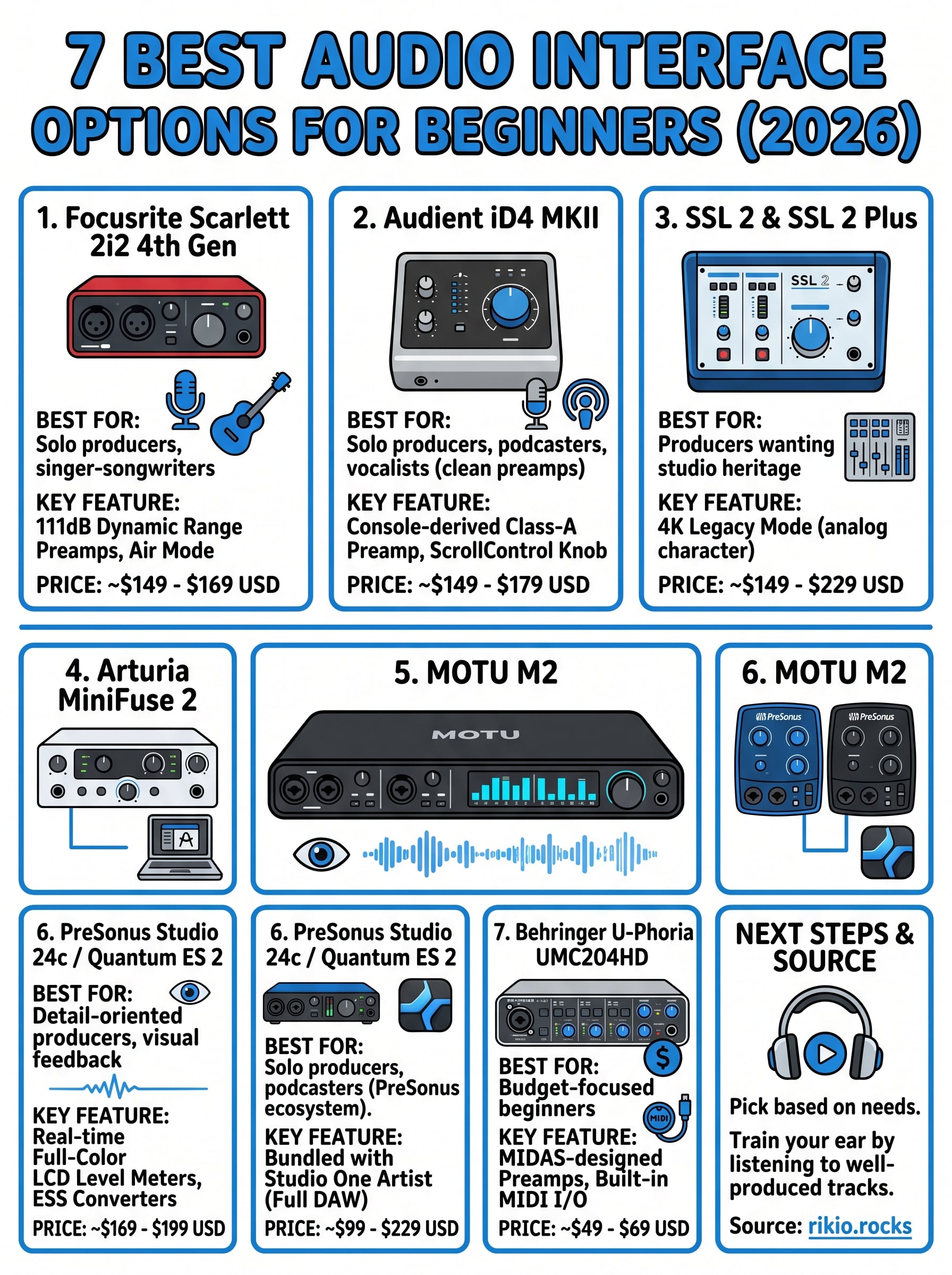 best audio interface for beginners infographic