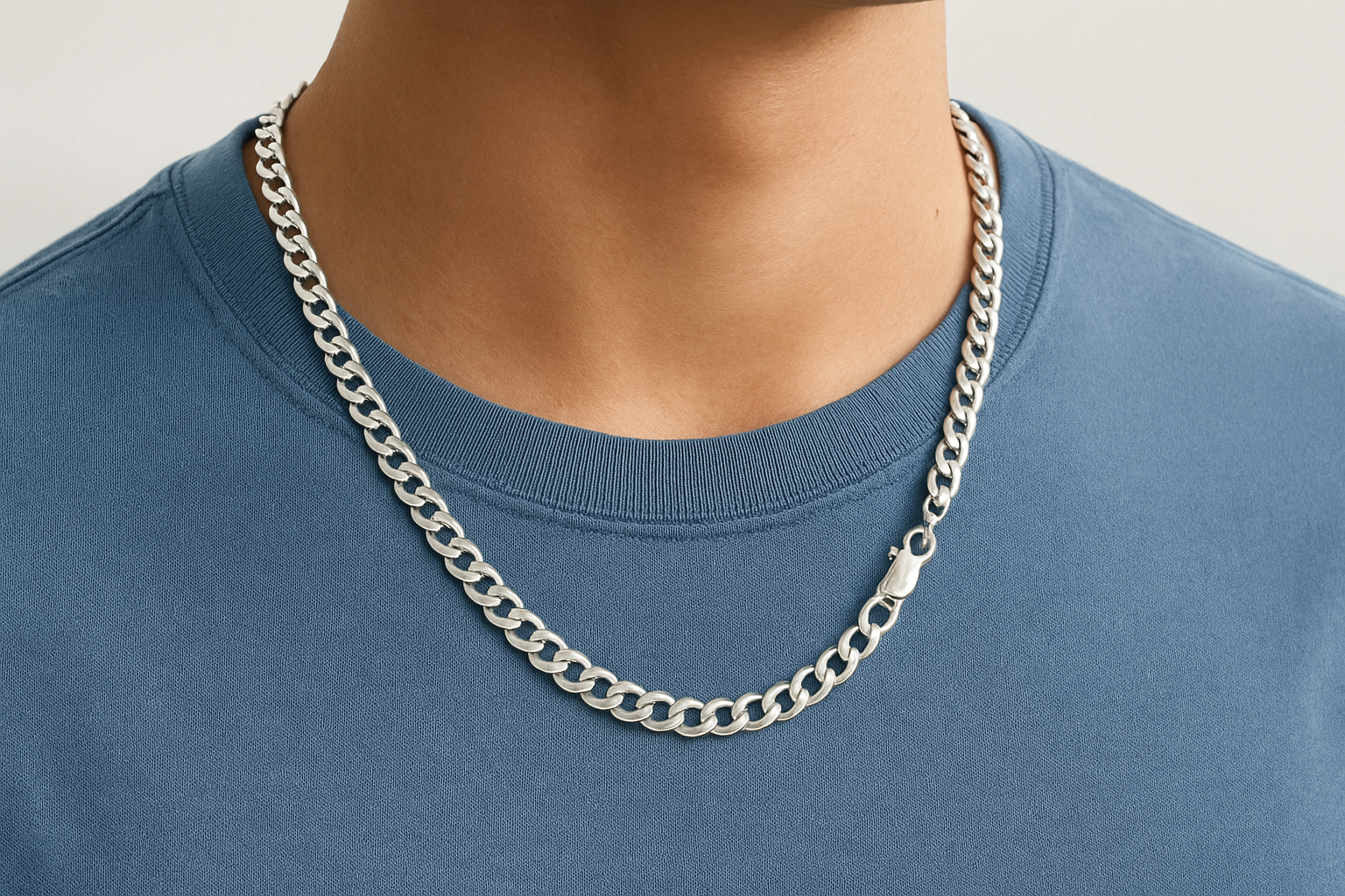 1. British Chains sterling silver curb chain necklace