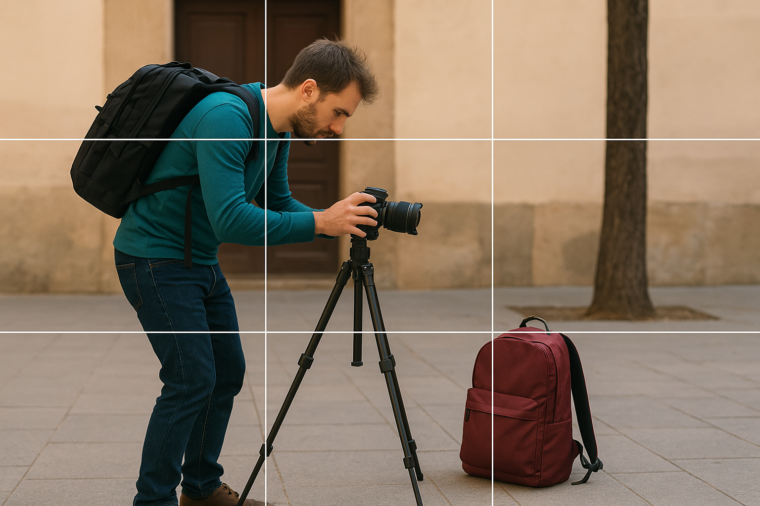 Pre-frame with the grid and a stand-in object