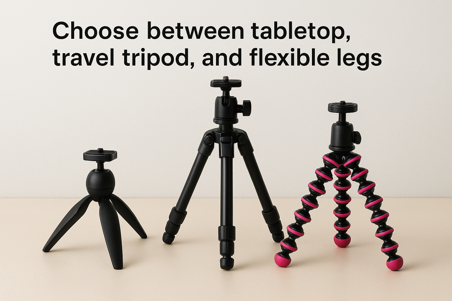 Choose between tabletop, travel tripod, and flexible legs