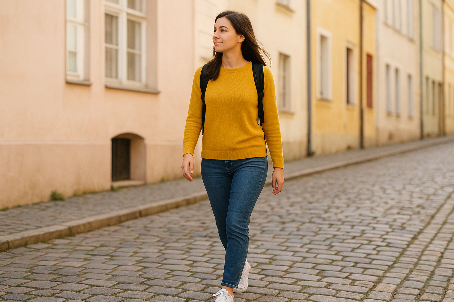 Use walking and "look away" poses to reduce stiffness