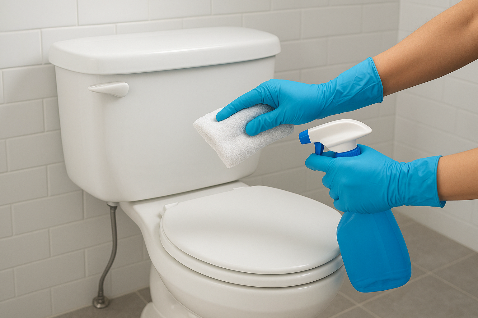 Clean the toilet from top to bottom