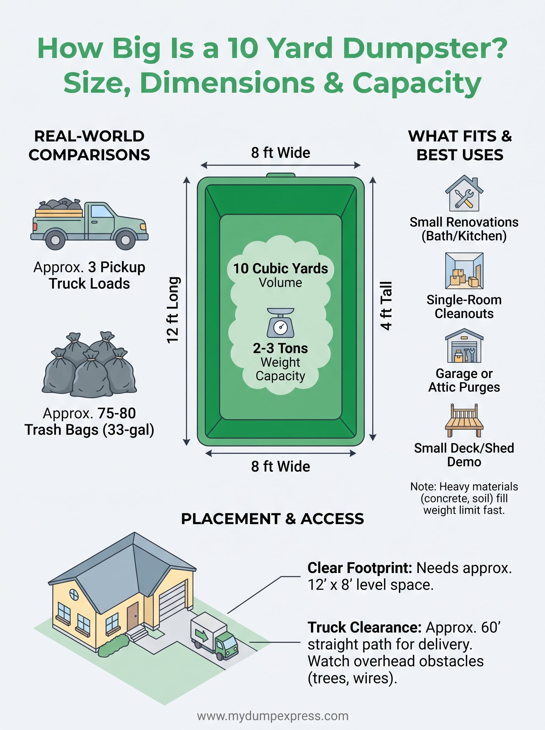 how big is a 10 yard dumpster infographic
