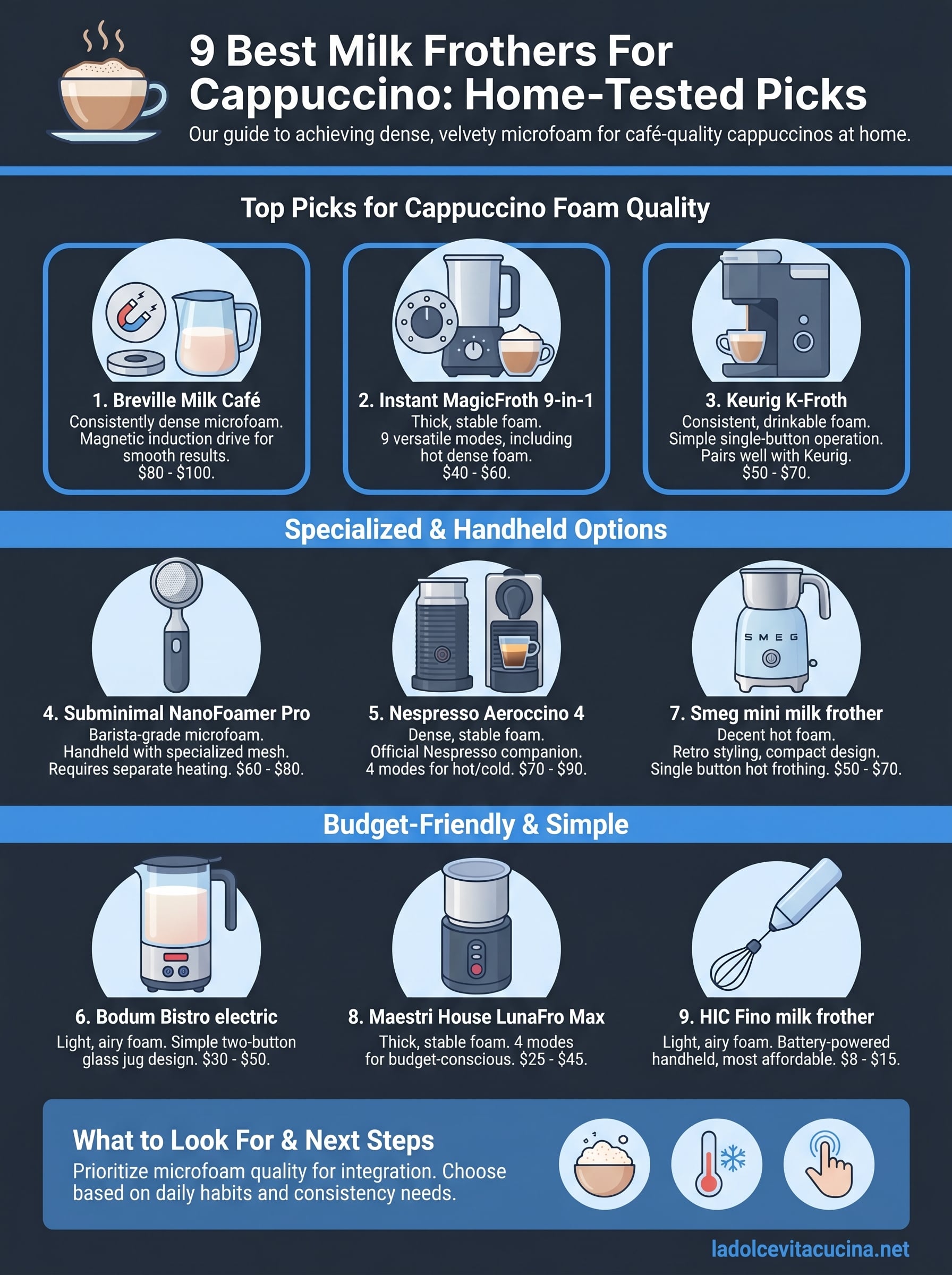 best milk frother for cappuccino infographic