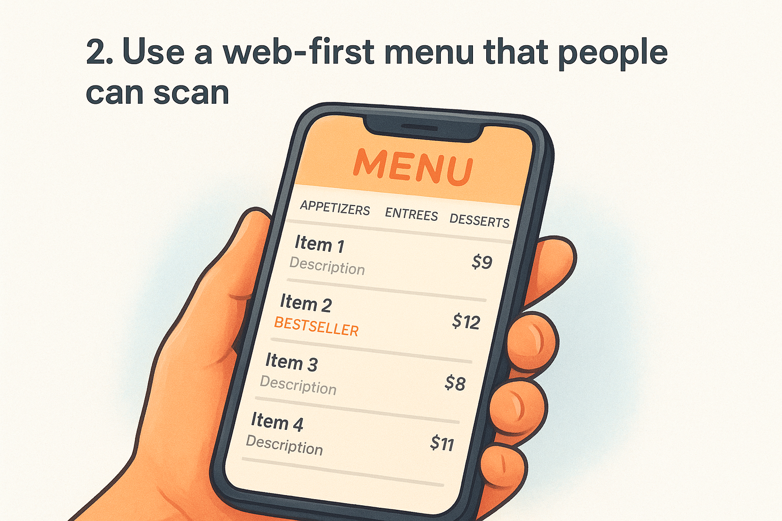 2. Use a web-first menu that people can scan