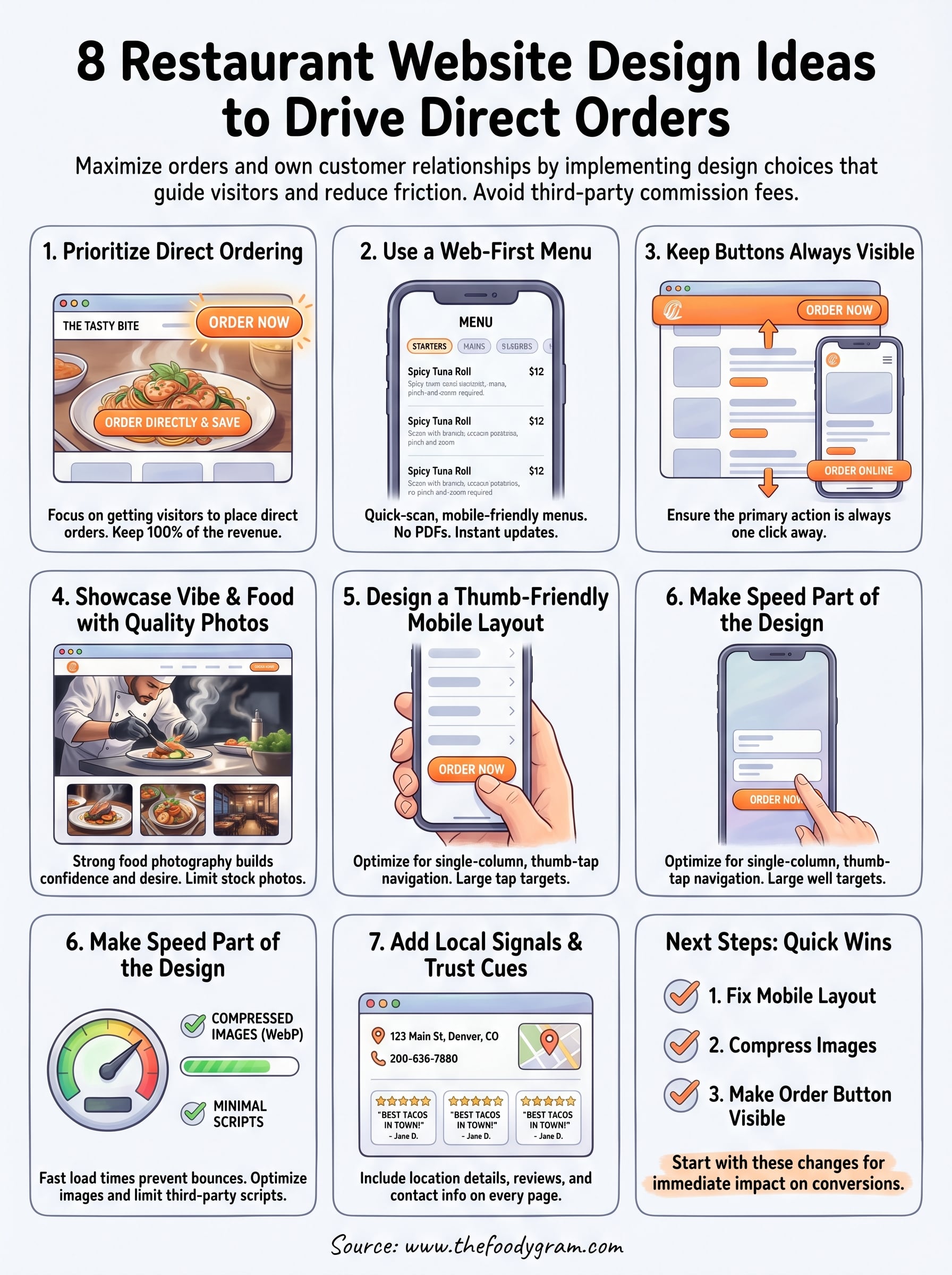 restaurant website design ideas infographic