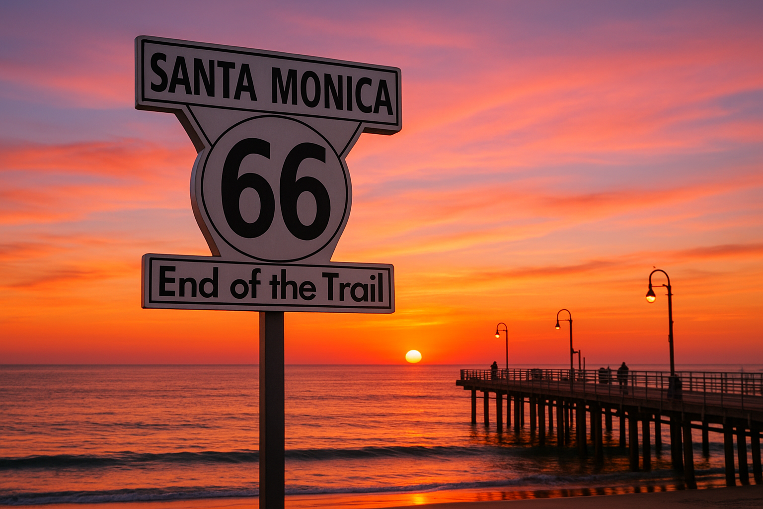 3. Catch sunset by the Route 66 sign