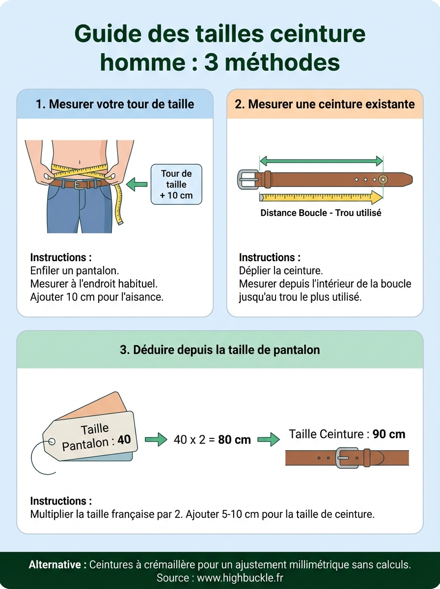 guide des tailles ceinture homme infographic