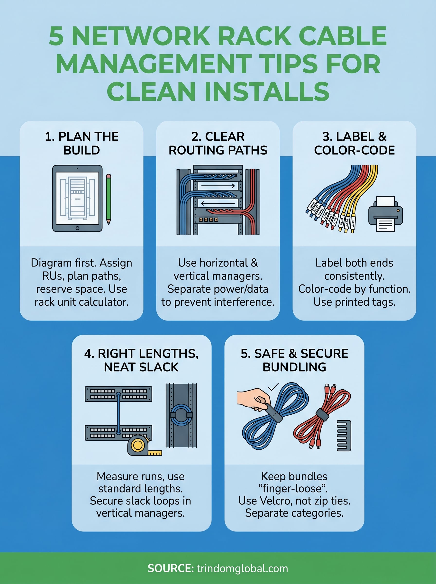 network rack cable management tips infographic