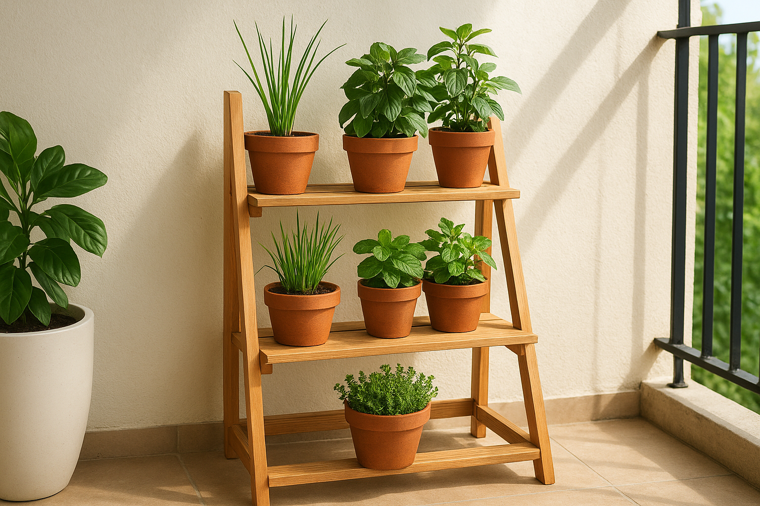 6. Create a tiered herb shelf that follows the sun
