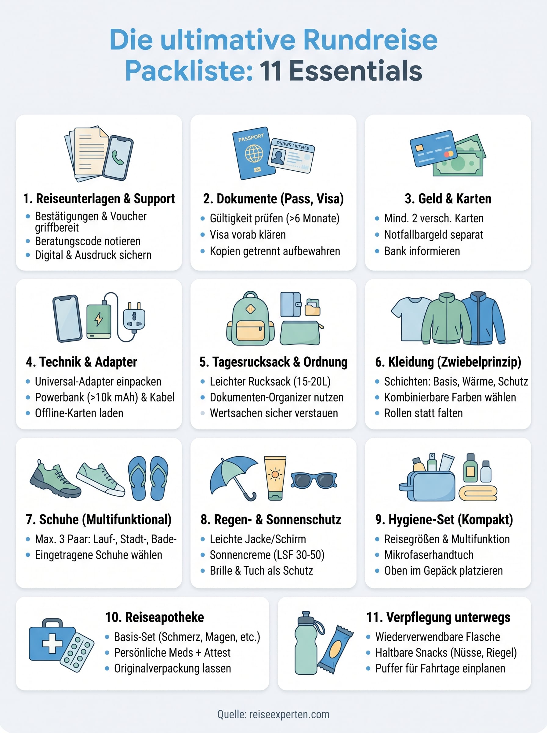 rundreise packliste infographic