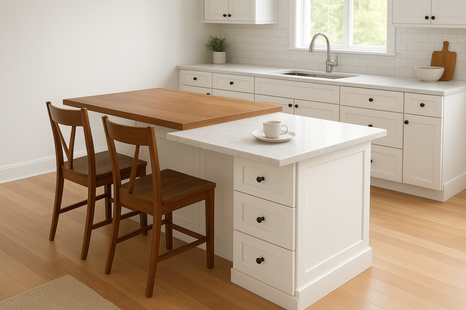 4. Two-tier island with a table-height end