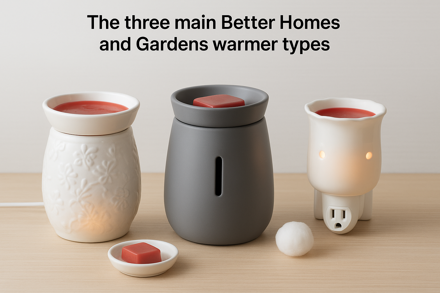 The three main Better Homes and Gardens warmer types