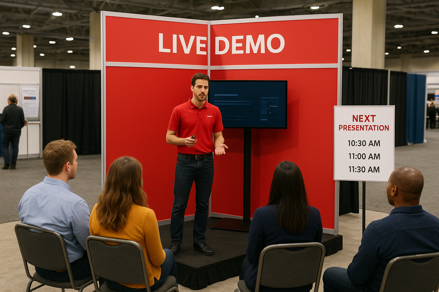 8. Theatre-style micro stage for live demos