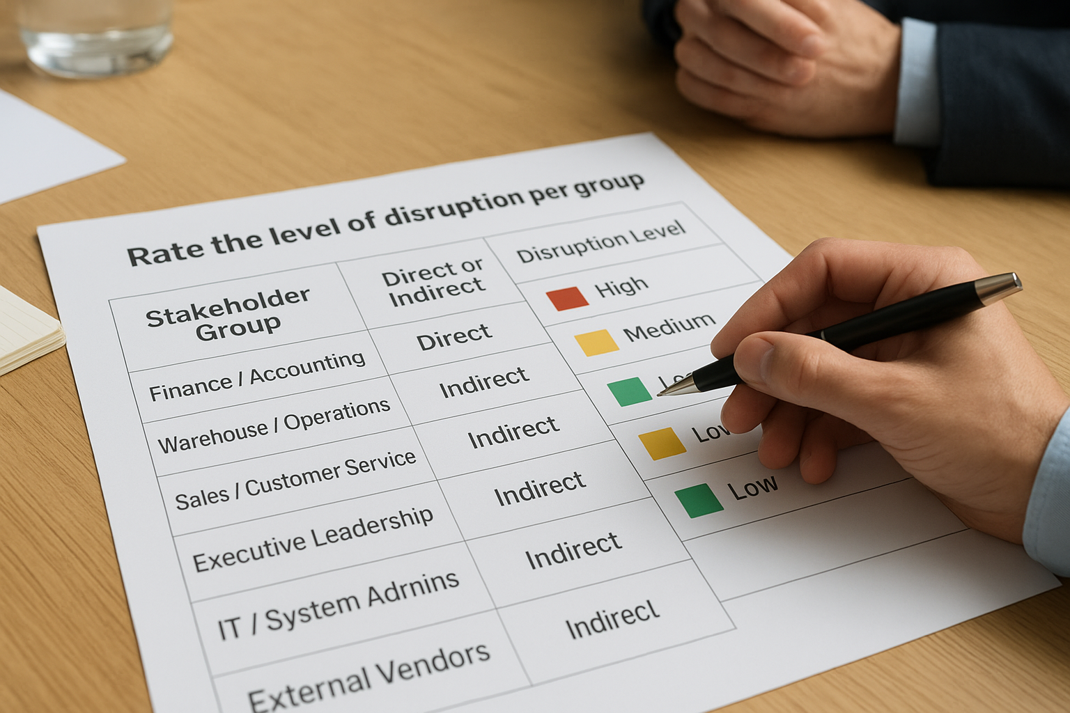 Rate the level of disruption per group
