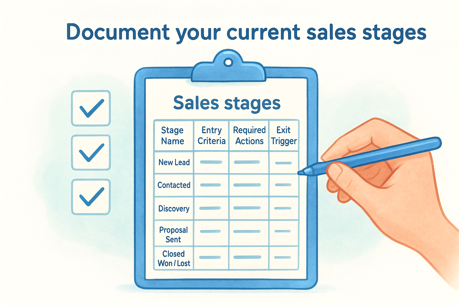 Document your current sales stages