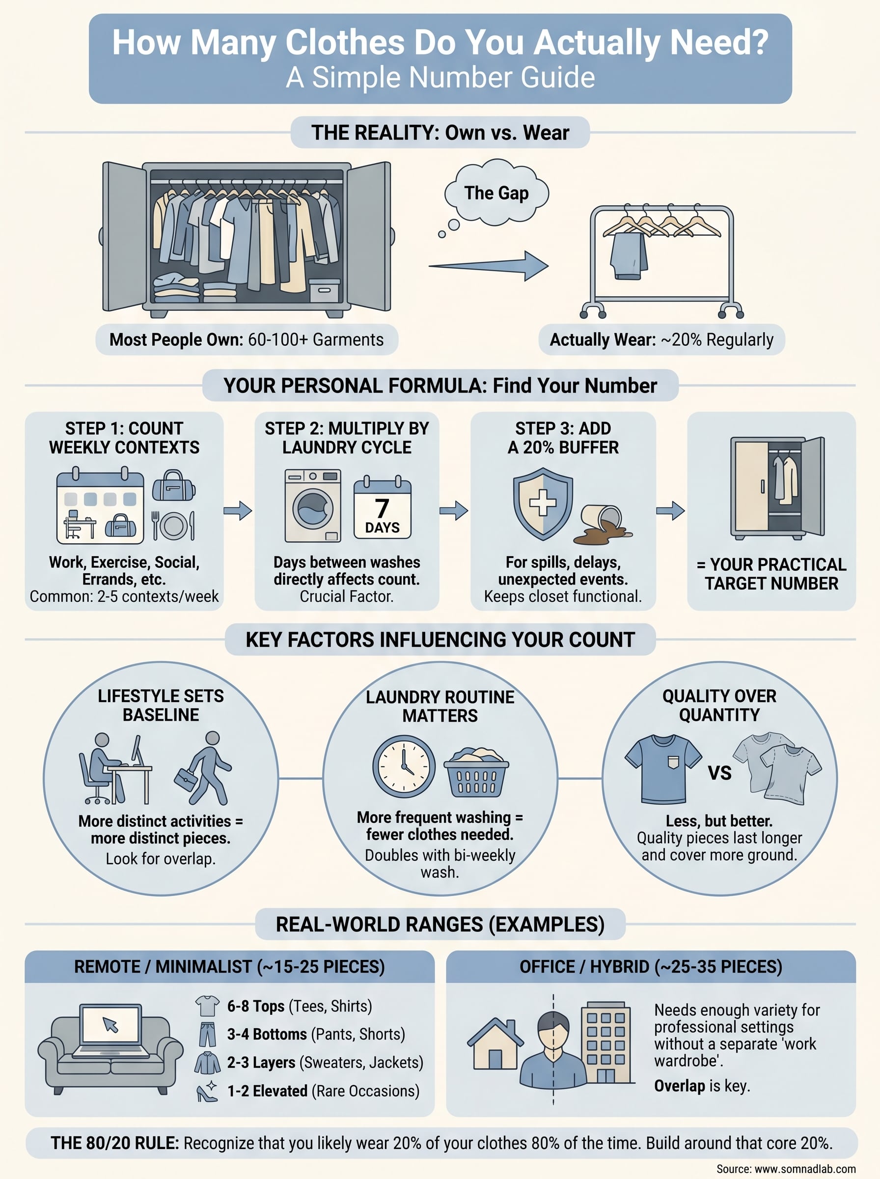 how many clothes do you actually need infographic
