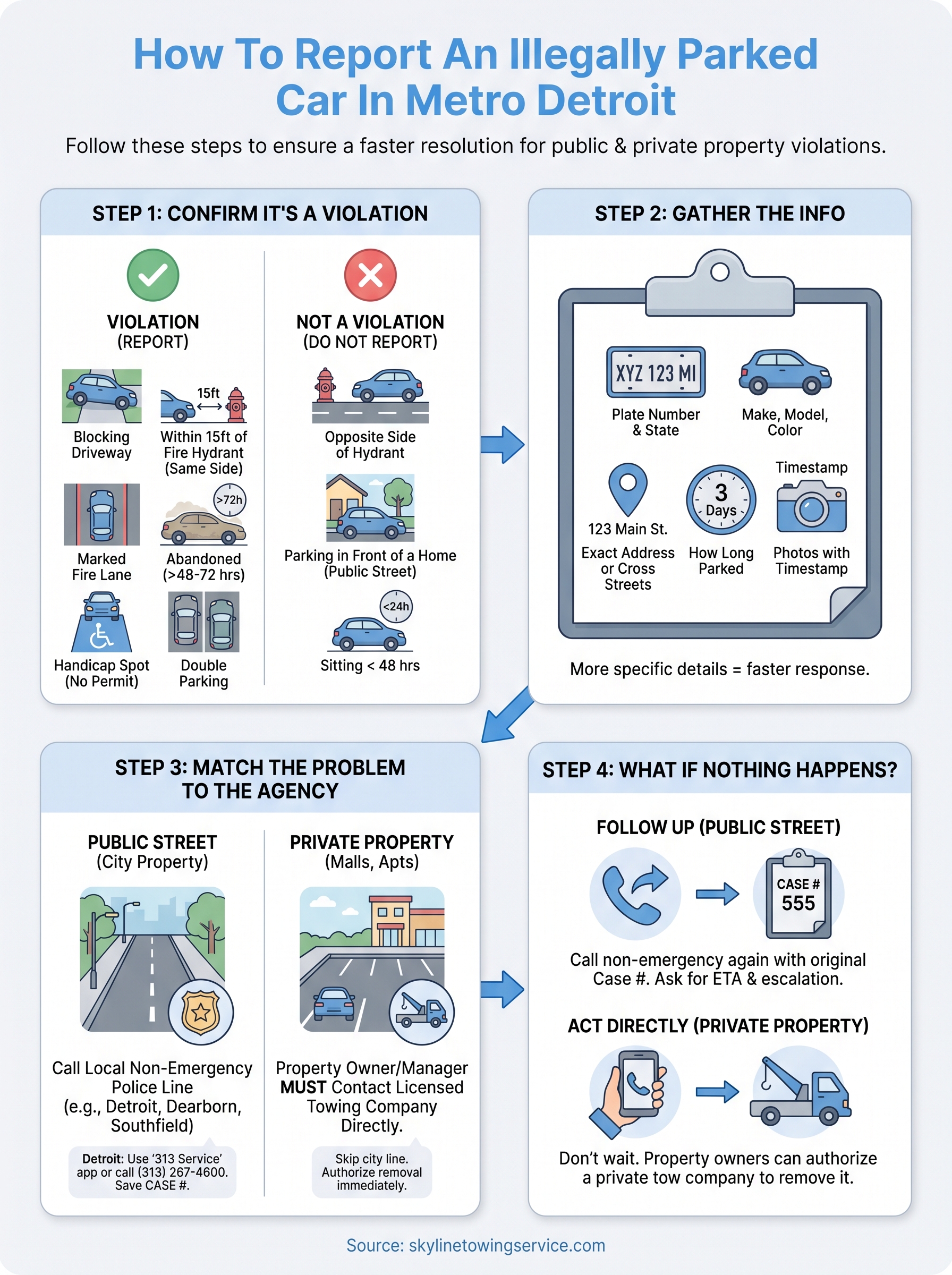 how to report an illegally parked car infographic