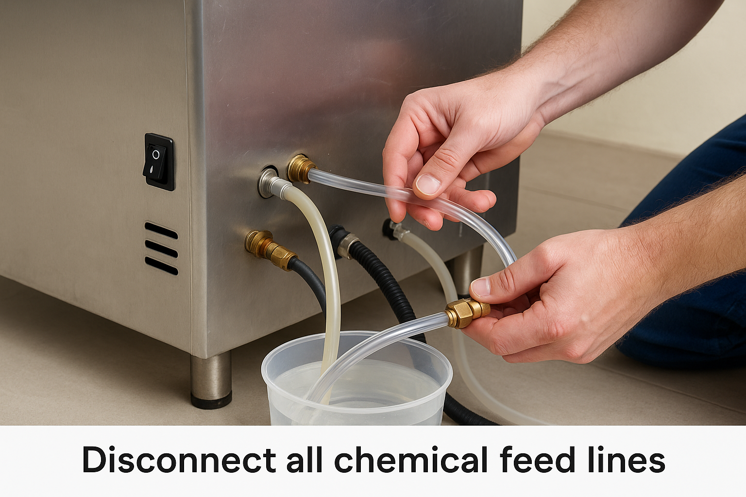 Disconnect all chemical feed lines