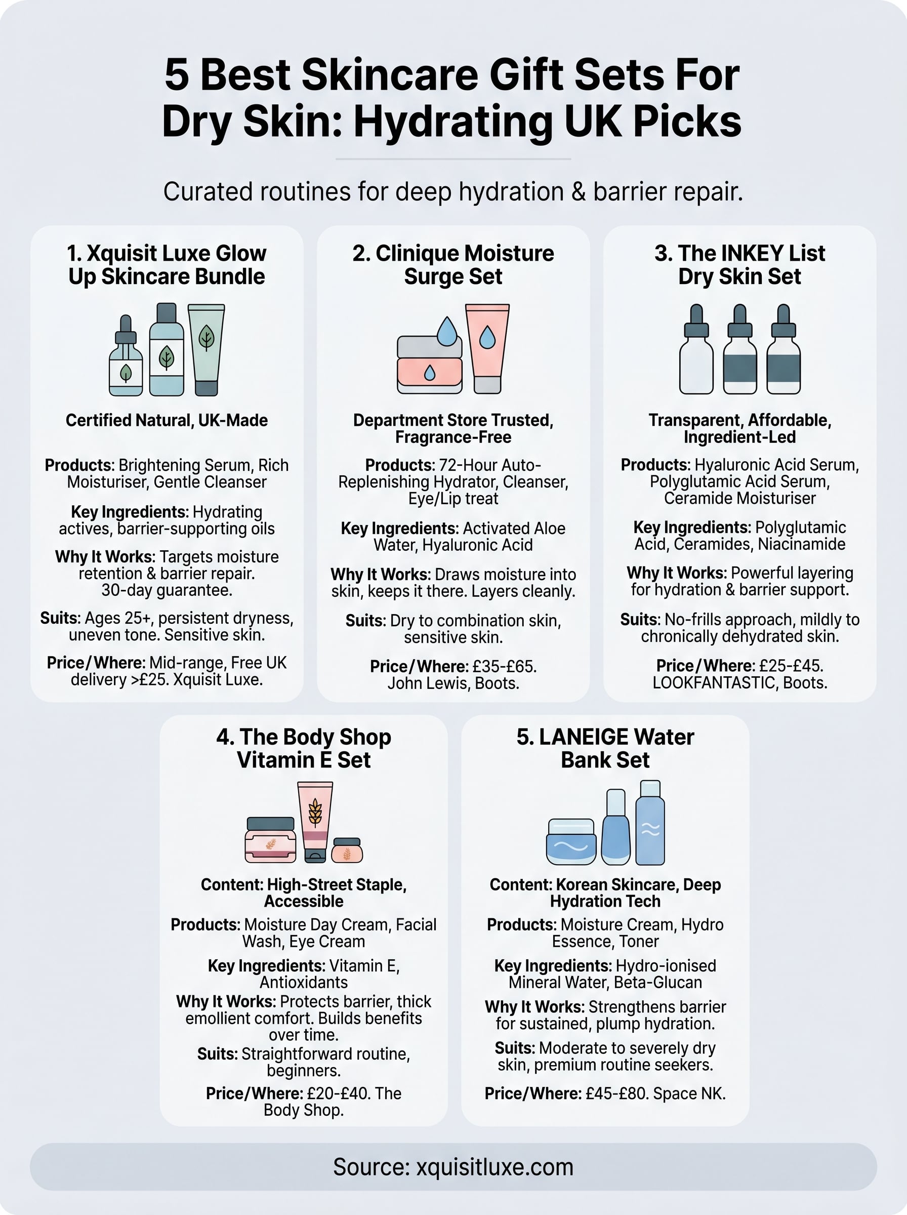 skincare gift set for dry skin infographic