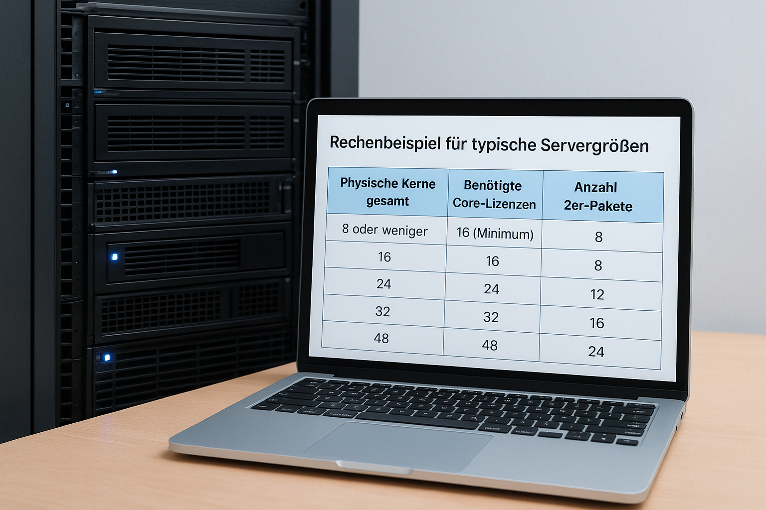Rechenbeispiel für typische Servergrößen