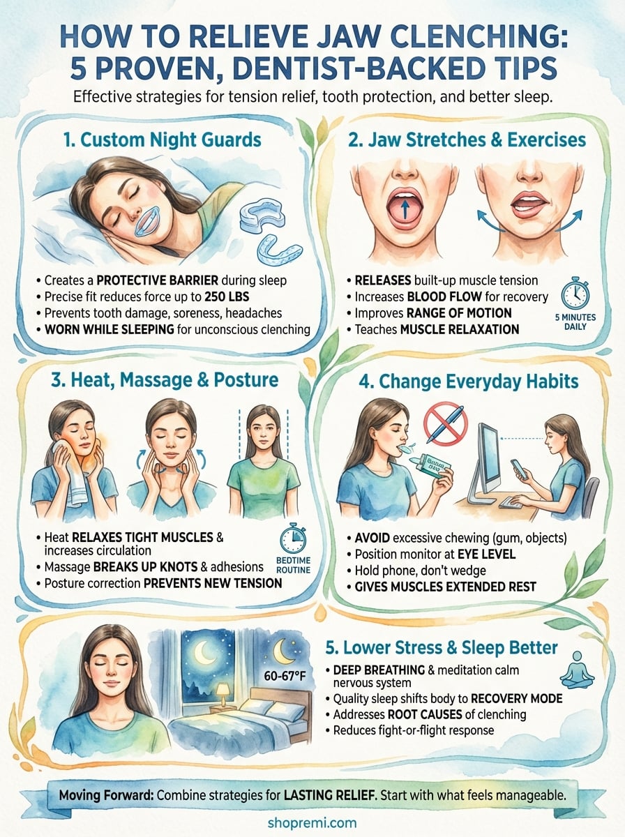 how to relieve jaw clenching infographic
