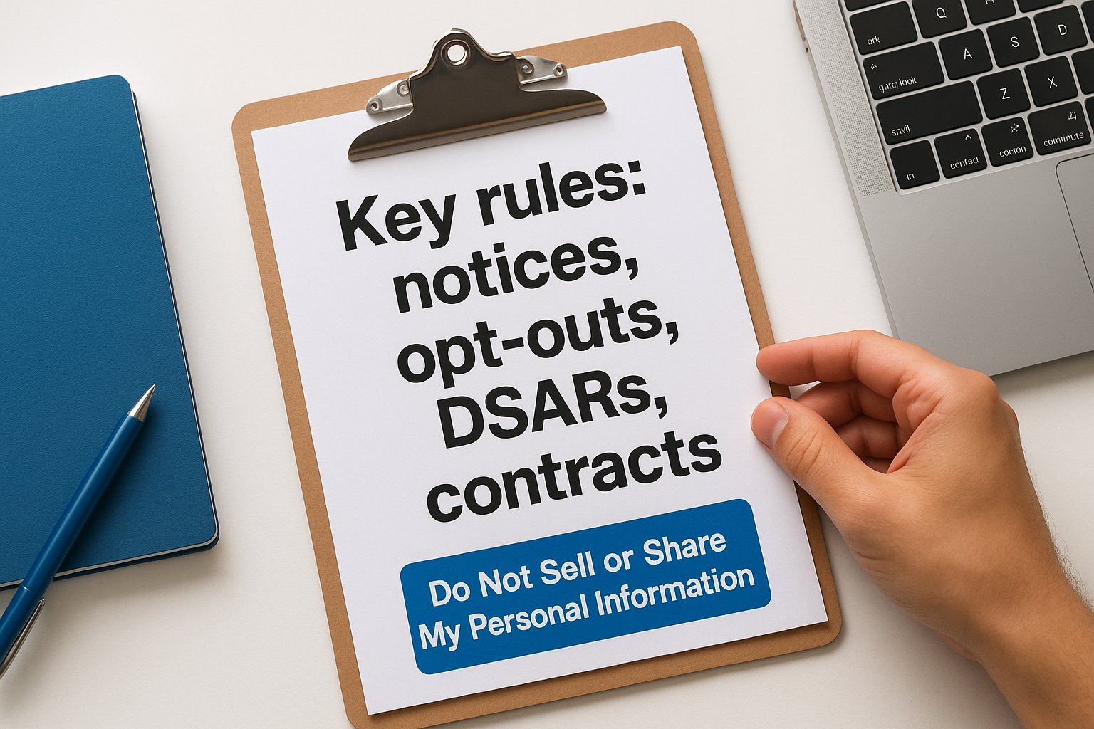 Key rules: notices, opt-outs, DSARs, contracts