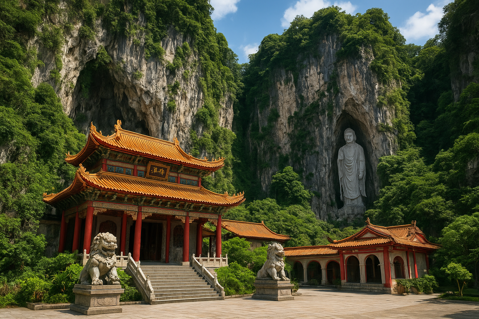 Cave temples and limestone scenery stops