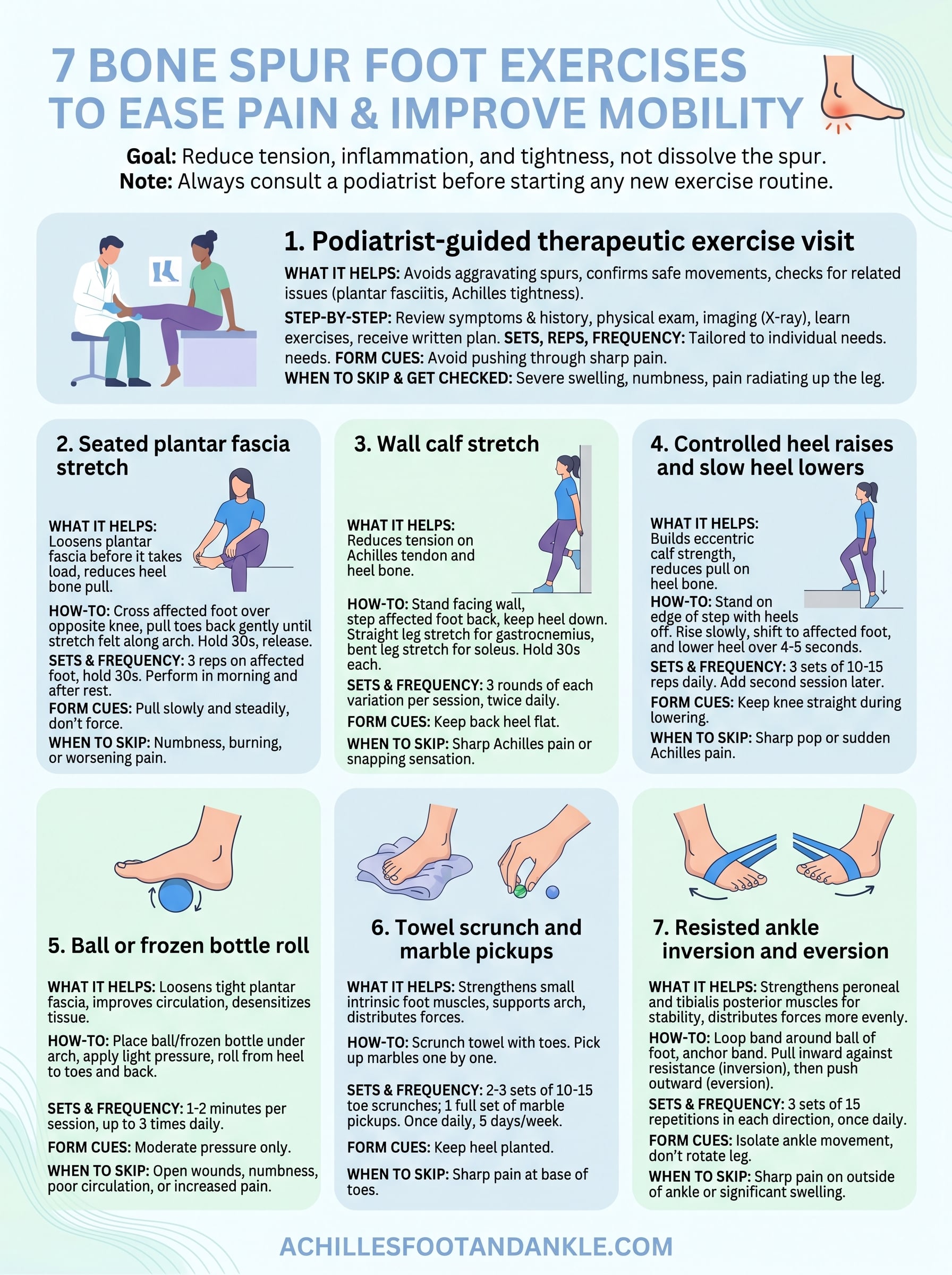 bone spur foot exercises infographic
