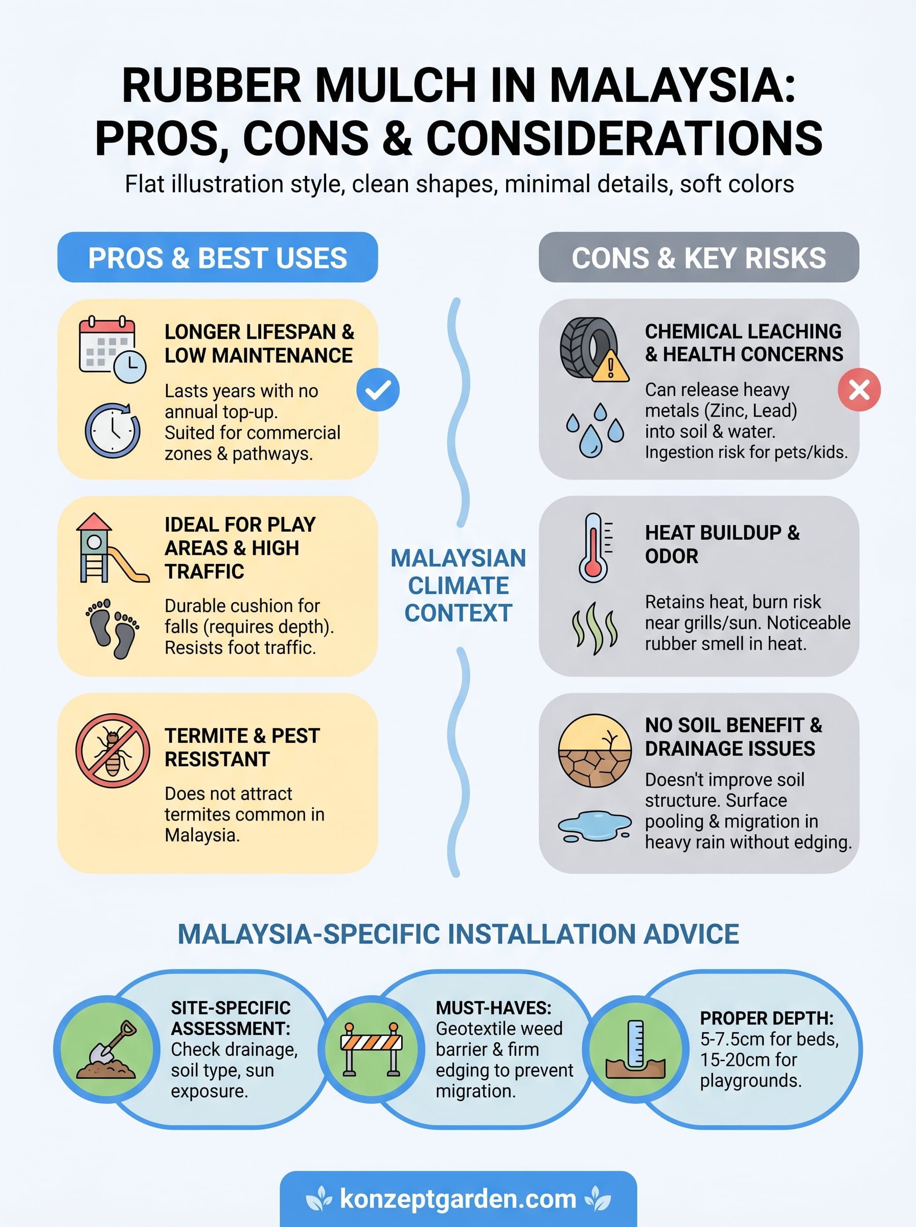 rubber mulch pros and cons infographic