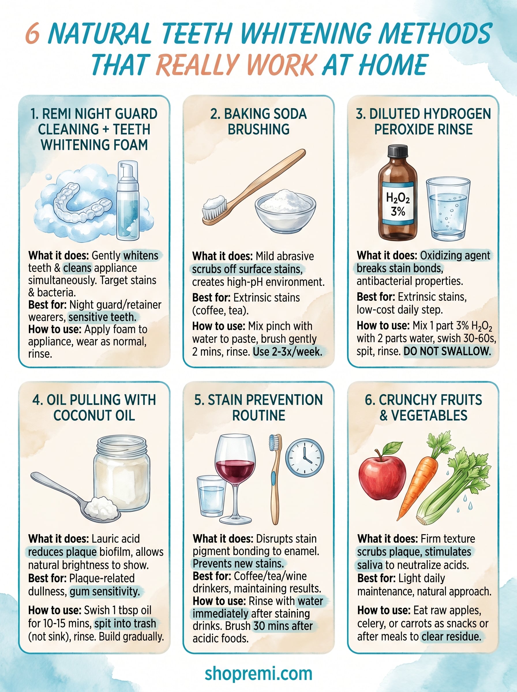 natural teeth whitening methods infographic