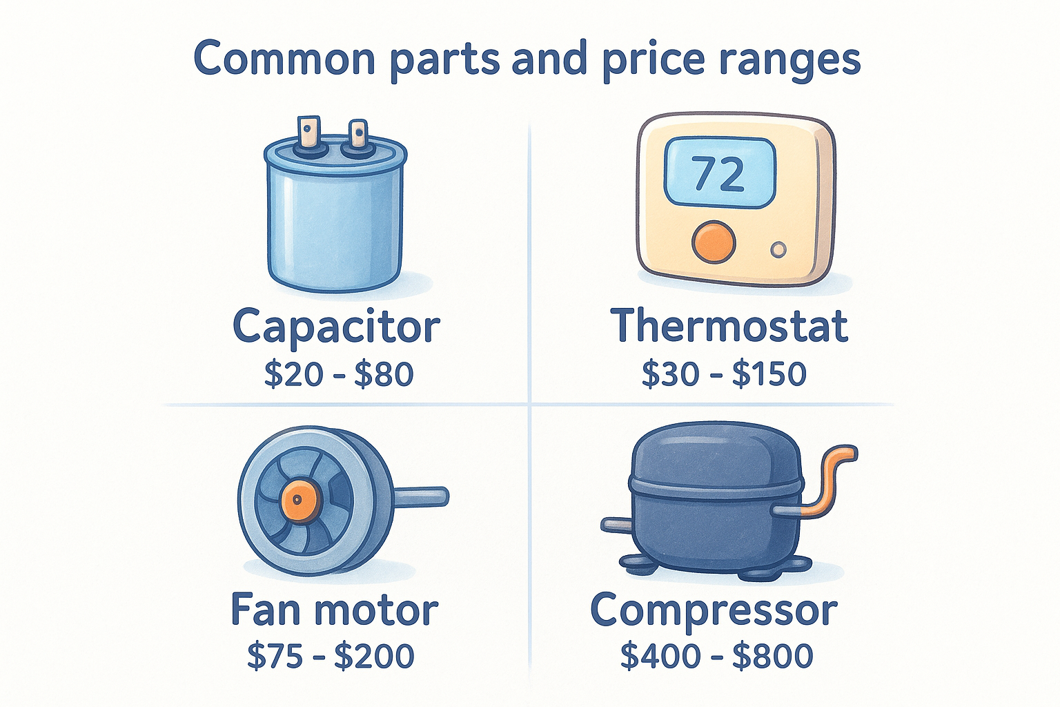 Common parts and price ranges