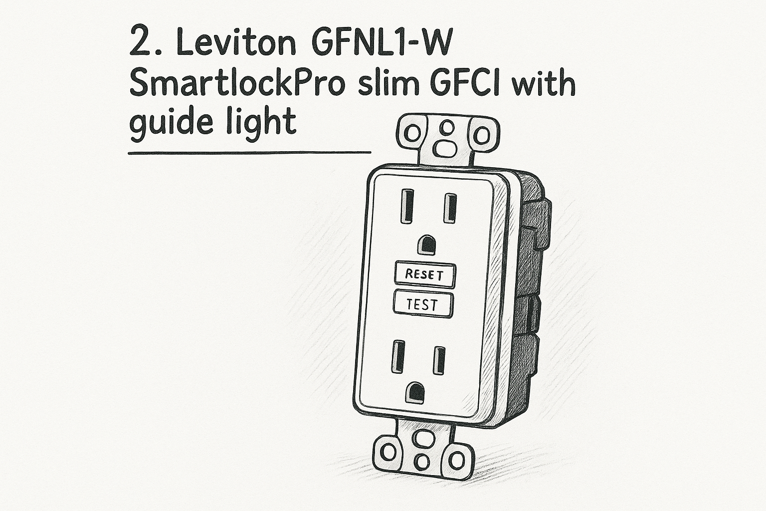 2. Leviton GFNL1-W SmartlockPro slim GFCI with guide light